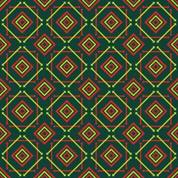 Green asian geometric fabric pattern Stock Illustration