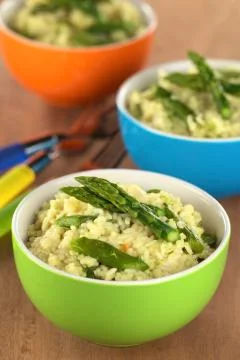 Green asparagus risotto Stock Photos