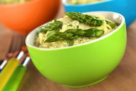 Green asparagus risotto Stock Photos