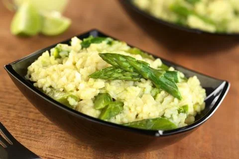 Green asparagus risotto Stock Photos