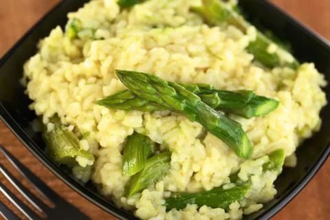Green asparagus risotto Stock Photos