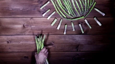 Green asparagus stop motion animation Stock Footage 75746574