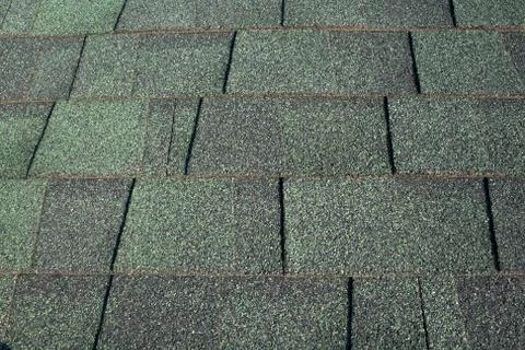 Green asphalt shingles 库存照片