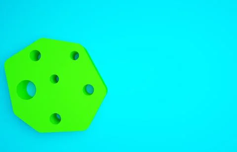 Green Asteroid icon isolated on blue background. Minimalism concept. 3d illus Illustrazione stock