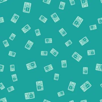 Green ATM - Automated teller machine and money icon isolated seamless pattern on Stockillustratie
