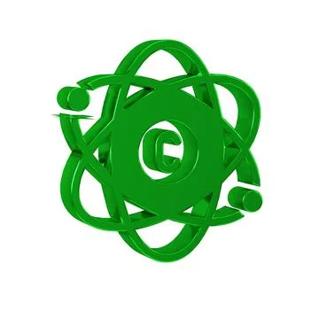 Green Atom icon isolated on transparent background. Symbol of science, educ.. Stock Illustration