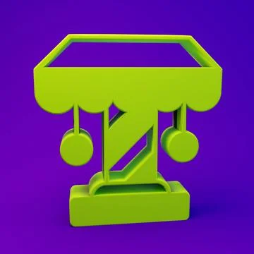 Green Attraction carousel icon isolated on purple-blue background. Amusemen.. Stock Illustration