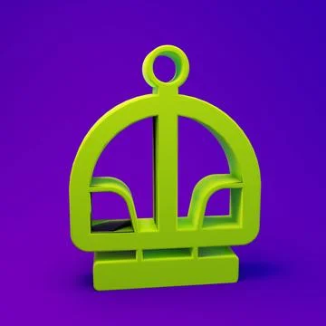 Green Attraction carousel icon isolated on purple-blue background. Amusemen.. Stock Illustration