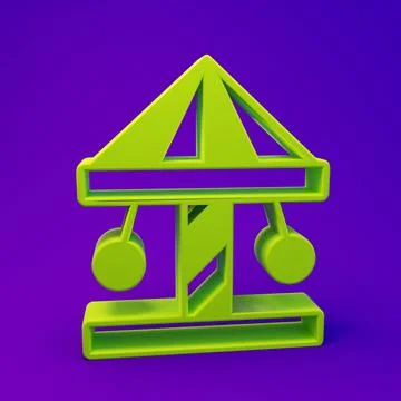 Green Attraction carousel icon isolated on purple-blue background. Amusemen.. Stock Illustration