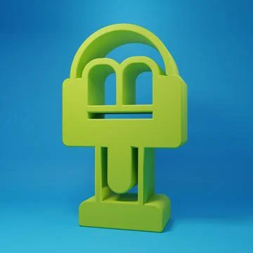 Green Attraction carousel icon isolated on blue background. Amusement park... Ilustración de archivo