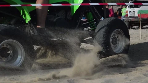 Green ATV on the beach editorial Stock Footage 67442171