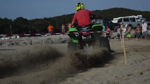 Green ATV on the beach editorial Stock Footage 67442558