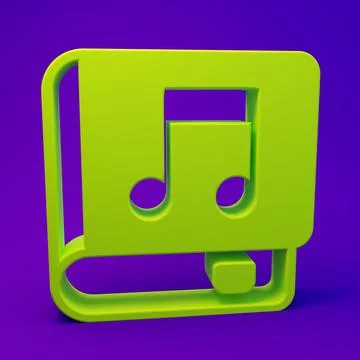 Green Audio book icon isolated on purple-blue background. Musical note with.. Stock Illustration