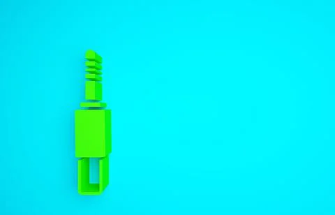 Green Audio jack icon isolated on blue background. Audio cable for connection Stock Illustration