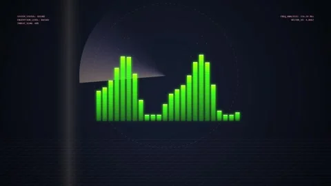 Green Audio Visualizer Equalizer Displaying Sound Waves on Dark Background Stock Footage 348421415