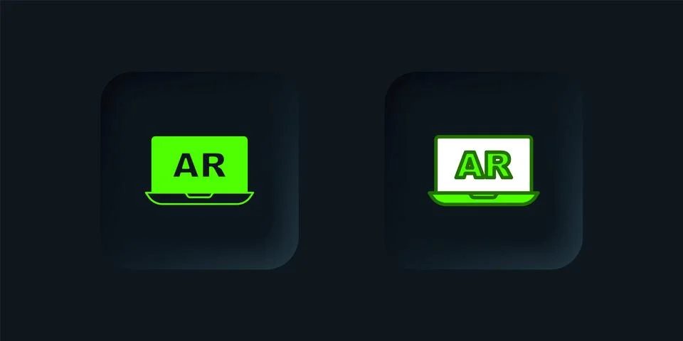 Green Augmented reality AR icon isolated on black background. Virtual futur.. Stock Illustration