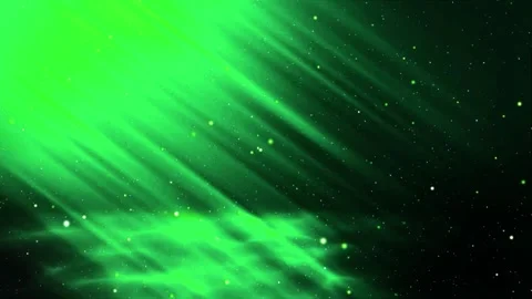 Green aurora borealis light rays moving across dark space background Stock Footage 327517020