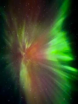 Green Aurora Rays in the Night Sky Stock Photos