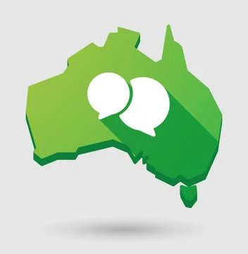 Green australia map shape icon with a comic balloon Illustrazione stock