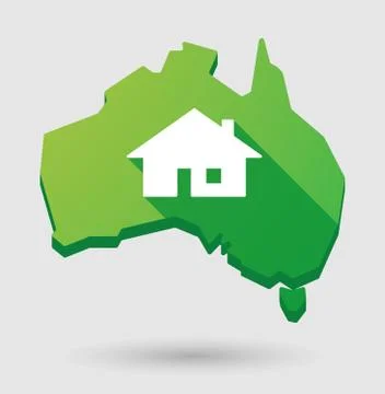 Green australia map shape icon with a house Ilustración de archivo