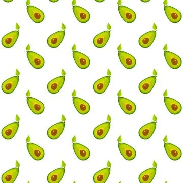 Green avocado flat vegetable seamless pattern a Stock Illustration