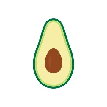 Green avocado half food with kernel. Cooking berry avocado. Vector illustration Stock Illustration