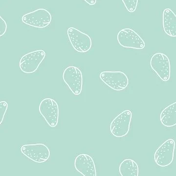 Green avocado line seamless pattern Stock Illustration