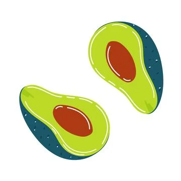 Green avocado in vector cartoon style illustration isolated on white backgr.. Stock Illustration
