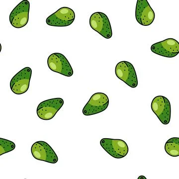 Green avocado vector seamless pattern Stock Illustration