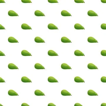 Green avocados creating seamless pattern on white background Stock Illustration