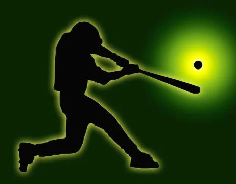 Green back baseball batter hitting ball Stock Illustration