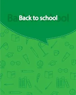 Green Back to School background. Education banner. Vector Stock Illustration