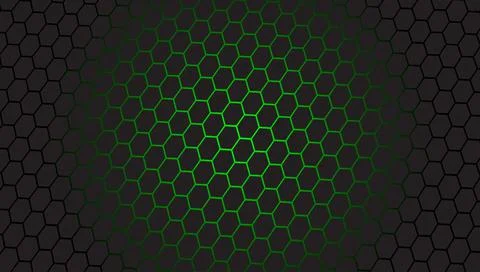 Green backdrop and abstract background of black hexagons Stock Illustration