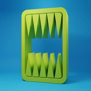 Green Backgammon board icon isolated on blue background. Minimalism concept.. Stock Illustration