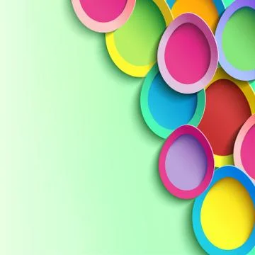 Green background with 3d colorful Easter egg Stock Illustration