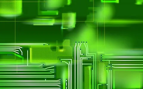 Green background. Abstract Hi-tech composition electronic. Stock Illustration