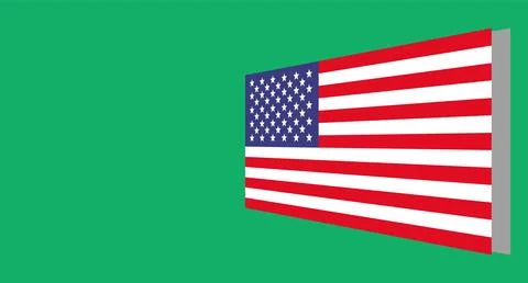 Green background with american flag. vector. Stock Illustration