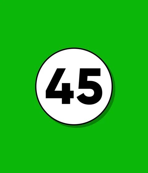 Green background with animated white circle and number 45 appearing Stock Footage 332396480