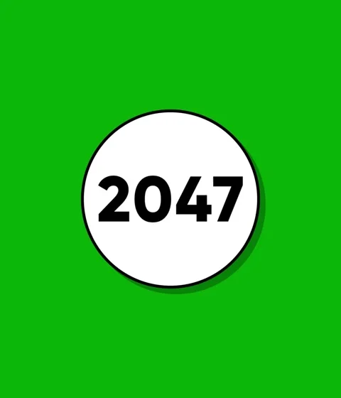 Green background with animated white circle revealing number 2047 in motion Stock-Footage 332396691