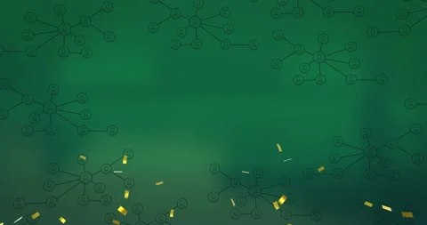 On green background, animation of interconnected nodes and lines with scattered Stock Footage 306214650