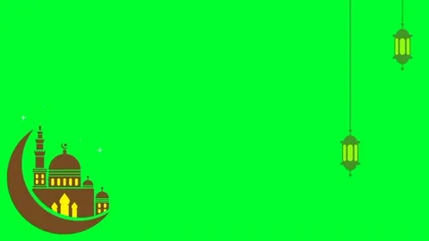 Green background animation with mosque and chandelier Video stock 238425540