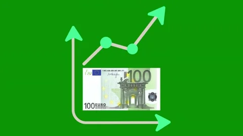 Green background arrow pointing up to money green screen animated chromakey Vídeos de archivo 314063603
