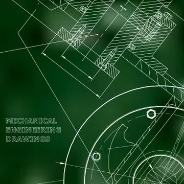 Green background. Backgrounds of engineering subjects. Technical illustration Illustrazione stock