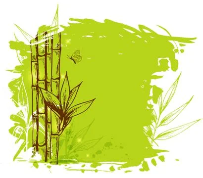 Green background with bamboo Stock Illustration