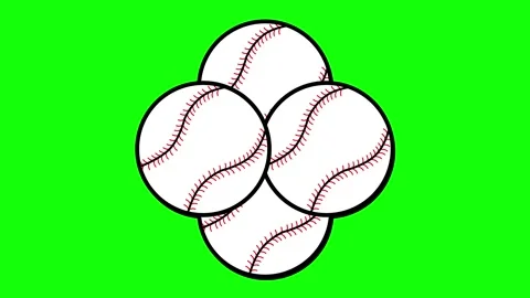 A green background with baseballs on it and seam of baseball balls ball screen Stock Footage 345496881