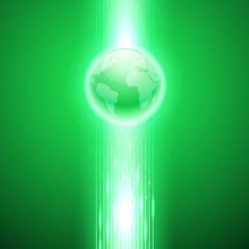 Green background with binary code to the globe. Illustration