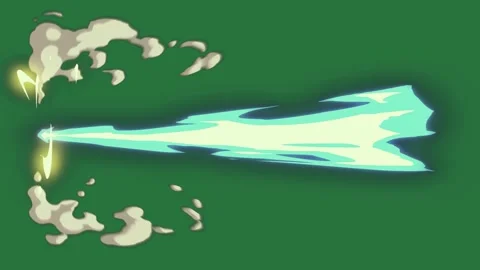 A green background with blue and white arrow clouds flame plane flying through Video stock 335681104