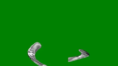 Green background border anscreen close up silver ring metal object the letter s Stock Footage 314066796
