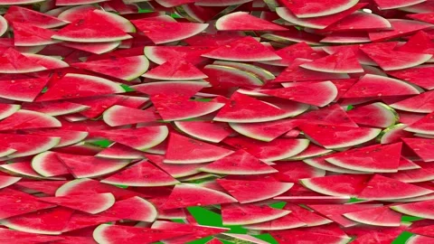 Green background border black bunch red roses screen watermelons lot pile green Video stock 314066818