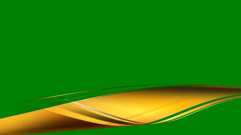 Green background border gold bow leaf silver lines swirl an orange yellow wave Stock Footage 314066985